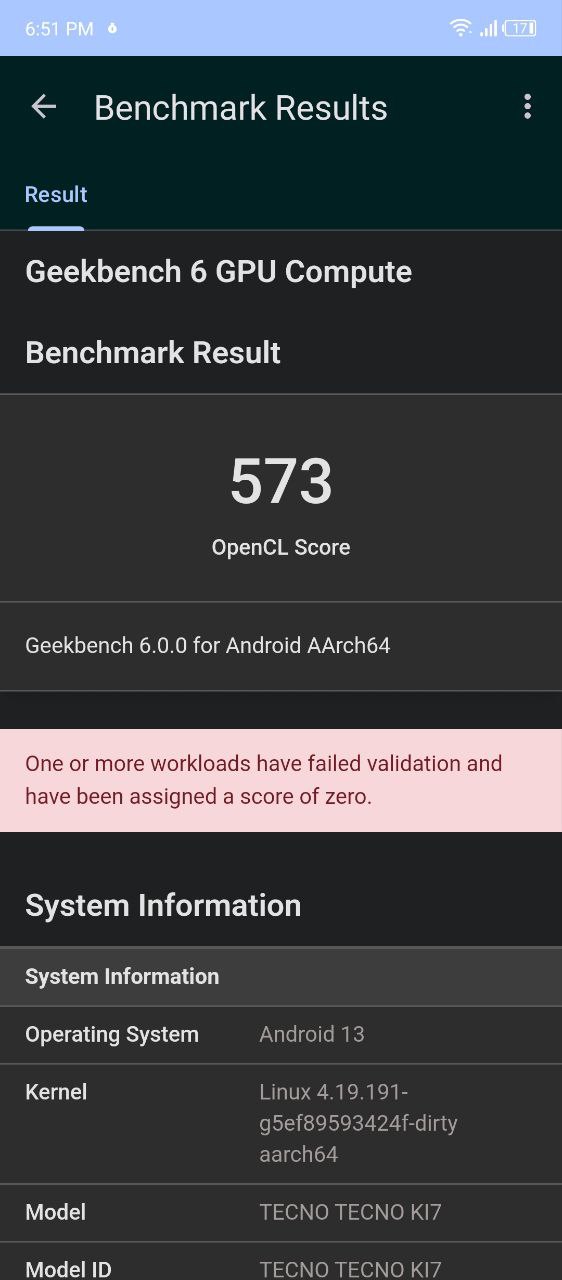 TECNO Spark 10 Pro Geekbench CPU Performance