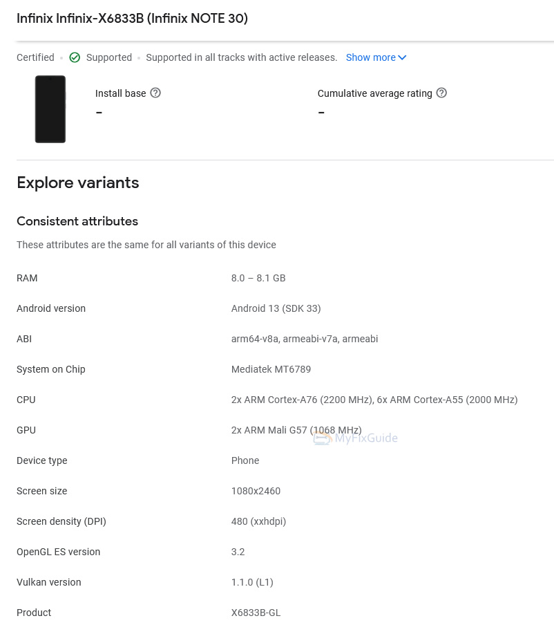 infinix note 30 listing on google play console