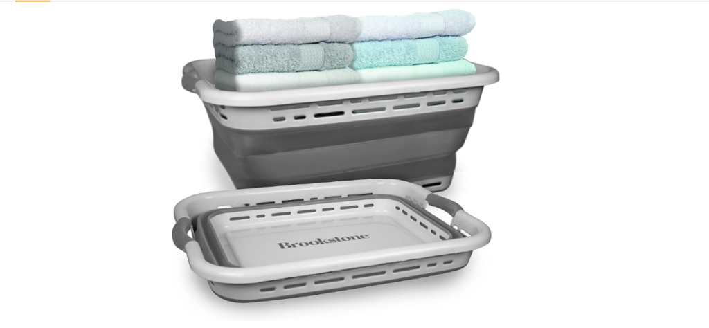 Brookstone collapsible laundry basket housewarming gift idea