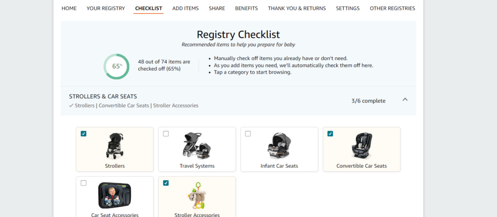 amazon registry checklist