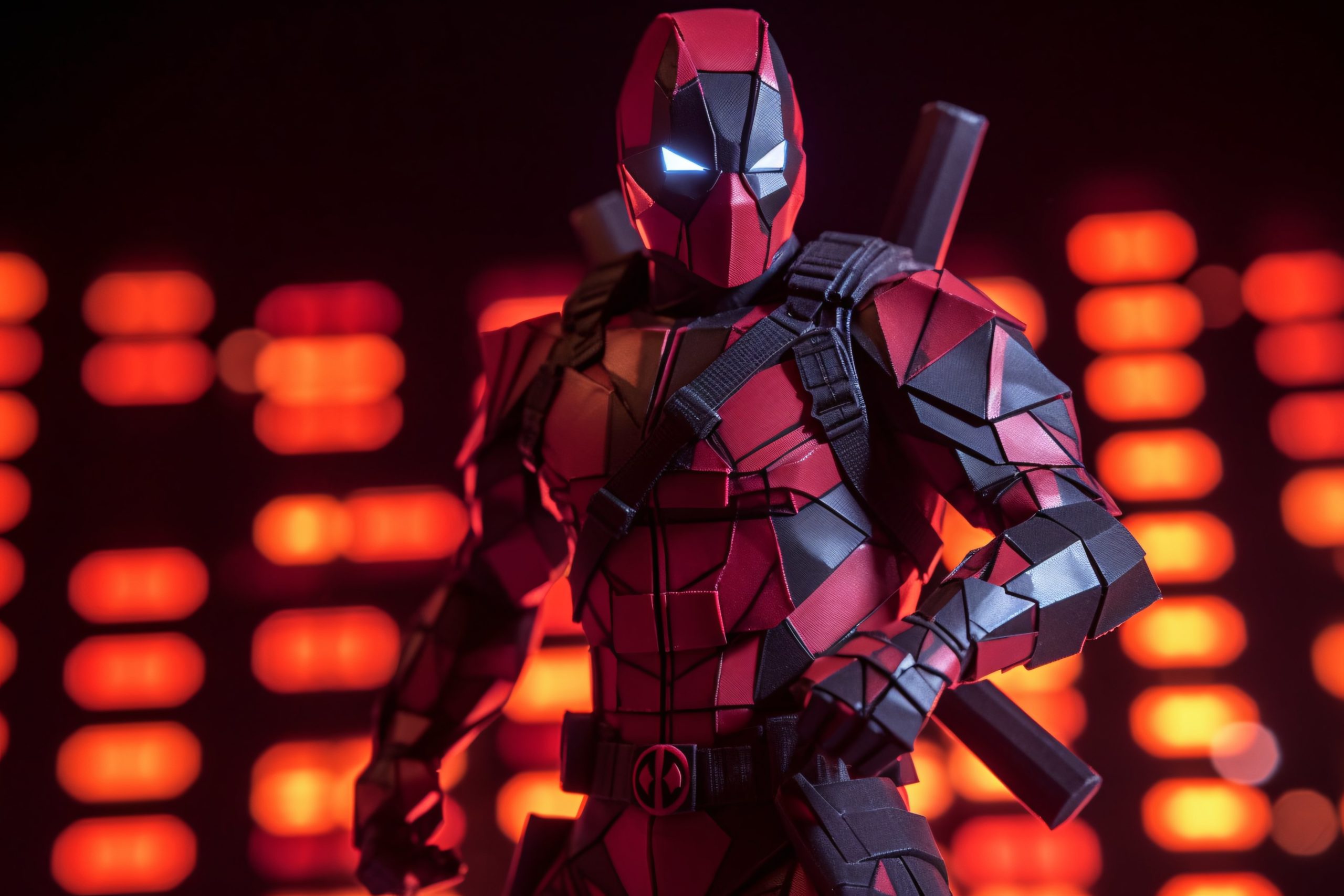 Paper Sculpture of fictional character, Deadpool (Image generated by Cakedroid)