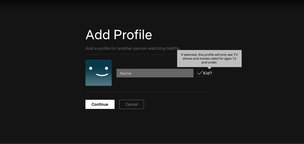 Adding a Kids profile on Netflix
