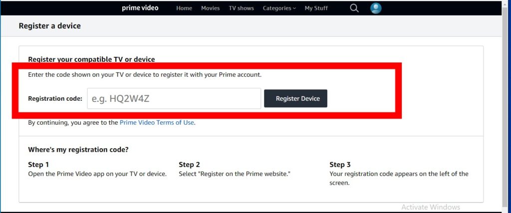 How to Register a Device on for Prime