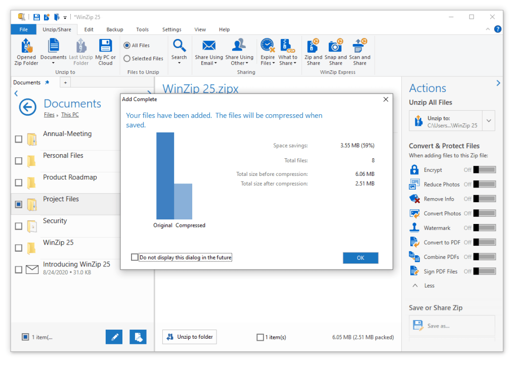 WinZip Interface