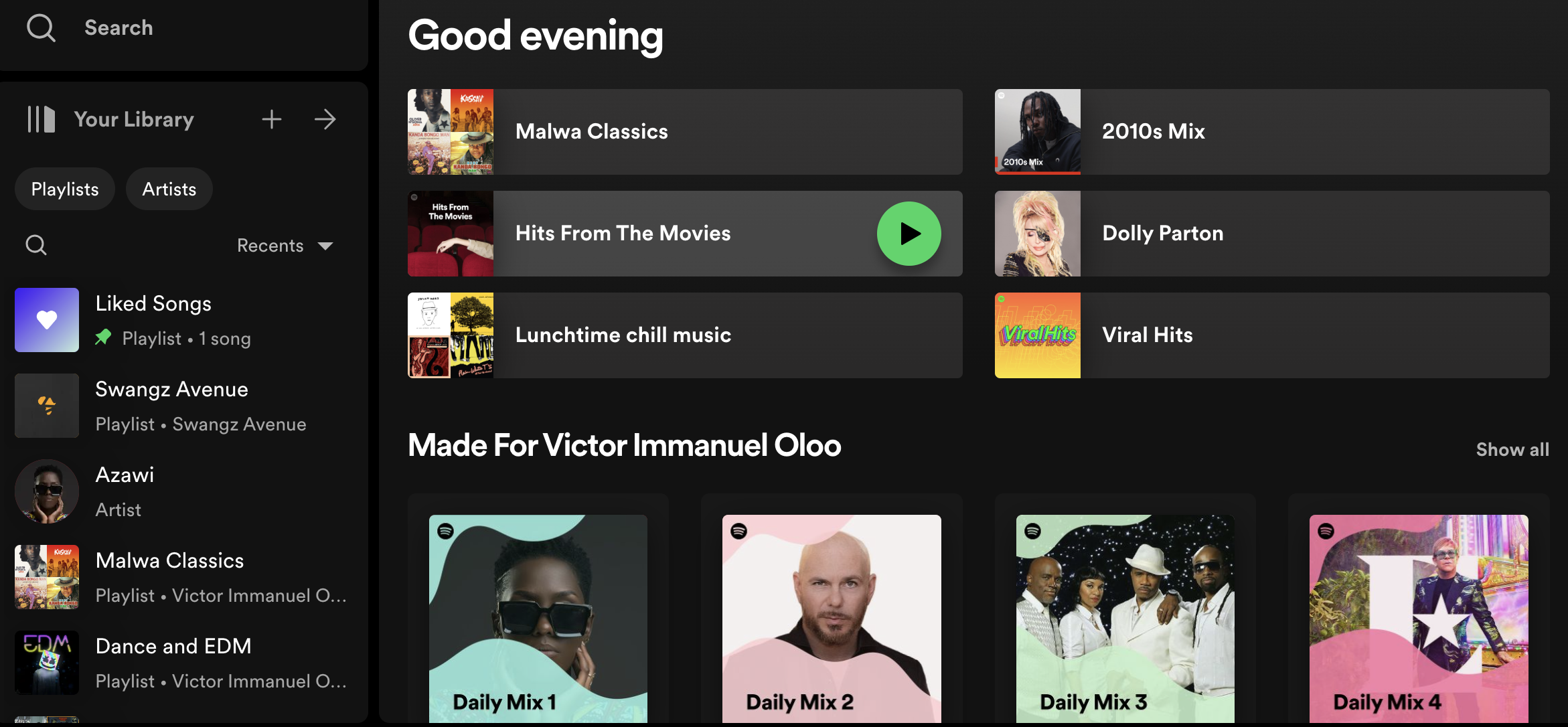 Spotify Homepage screenshot
