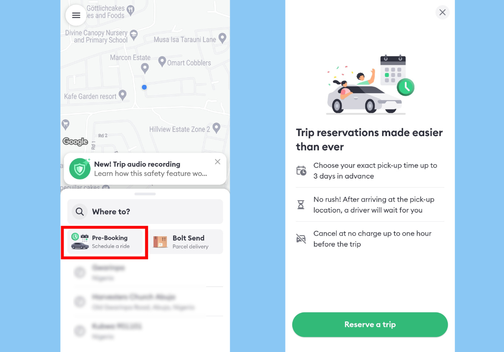 Schedule Rides Bolt