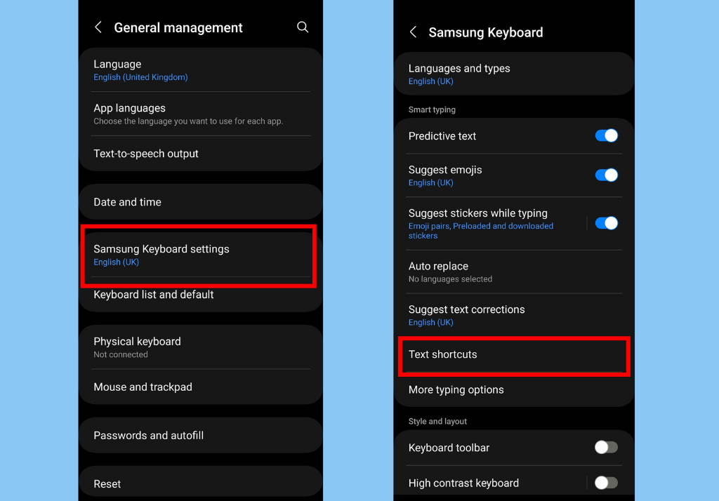 Text Replacement Shortcuts Samsung