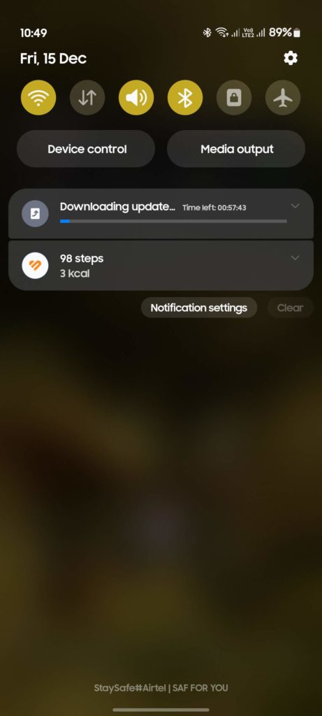 Notification Shade Samsung Android 13